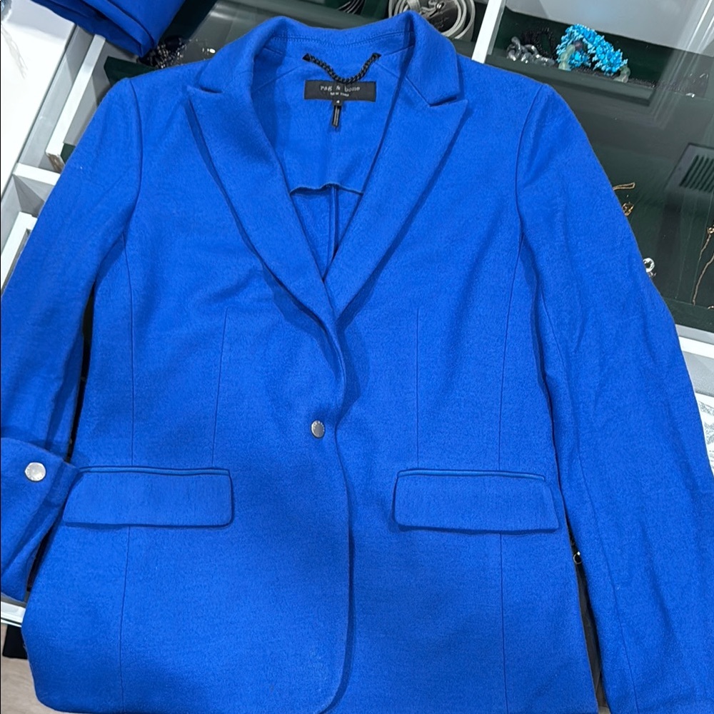 Rag & Bone Blue Blazer with Structured Shoulders